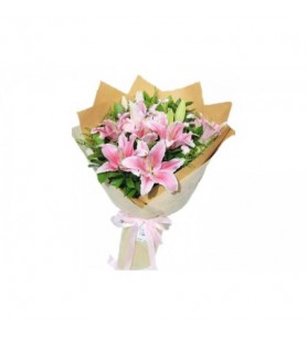 Pembe Lilyum Buketi